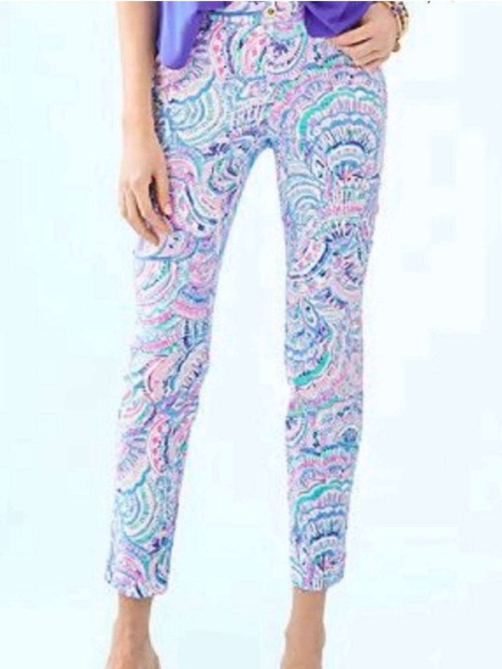 NWT Lilly Pulitzer Kelly High Rise Skinny Ankle Pants Multi Happy As A Clam 00